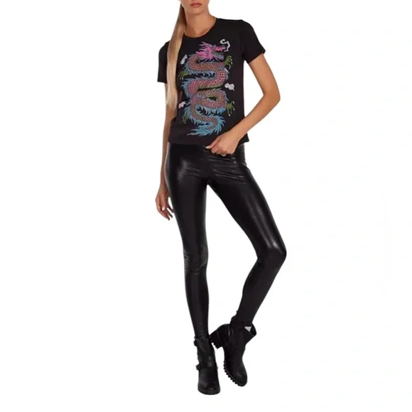 Lauren Moshi Ursula Pink Dragon Tee with Studs - Picture 2 of 11